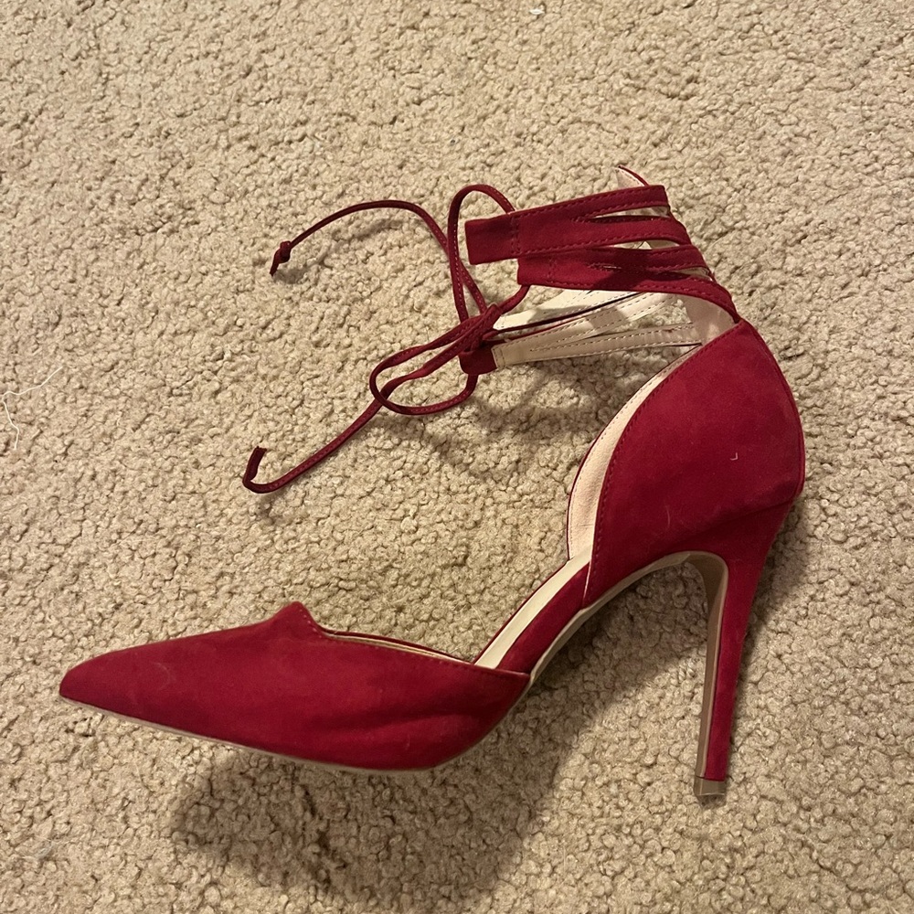 Charlotte Russe Red Stiletto Heels with Ankle Straps